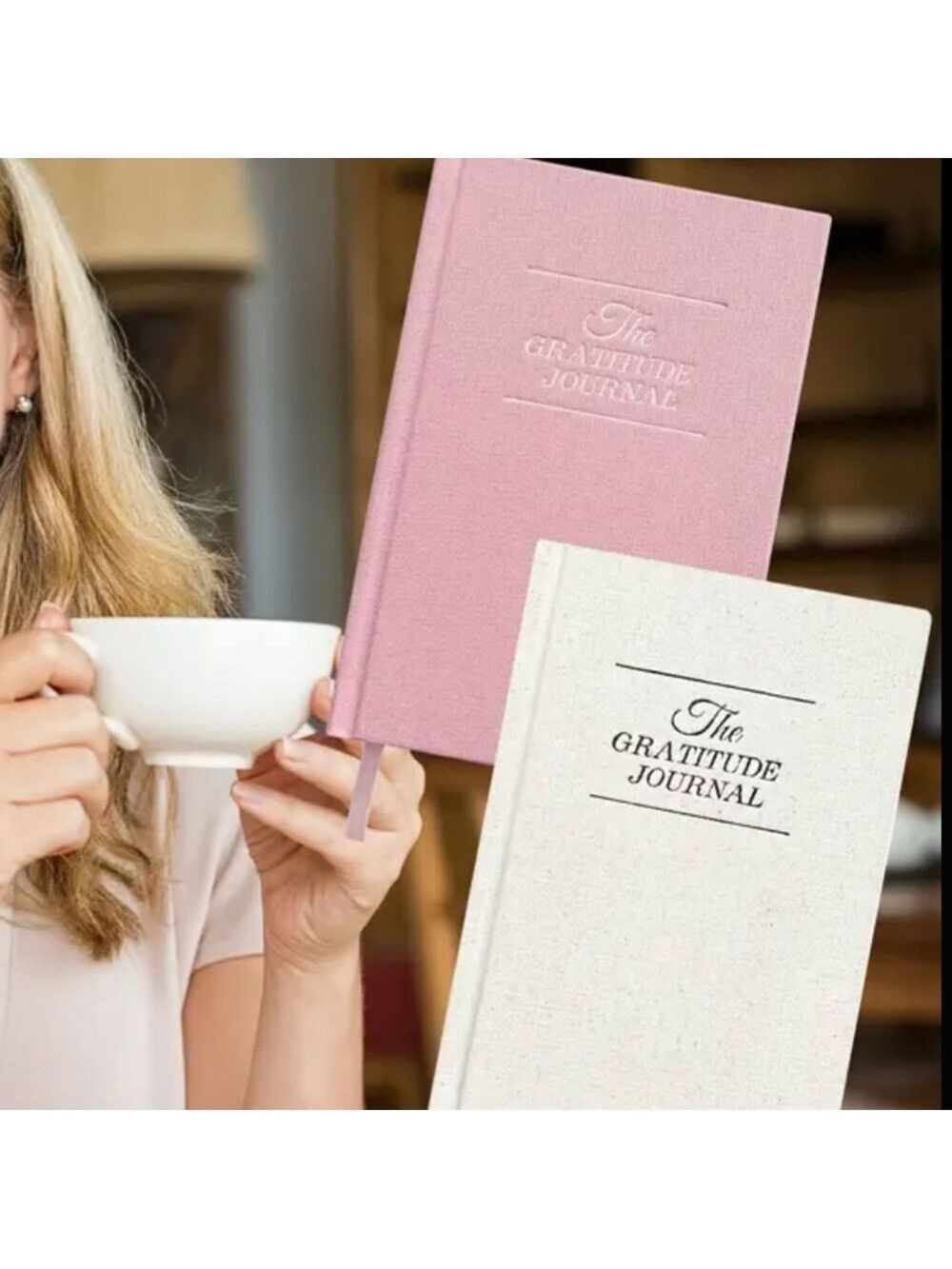 The Gratitude Journal Hardcover With Prompts - Pink or White choice!